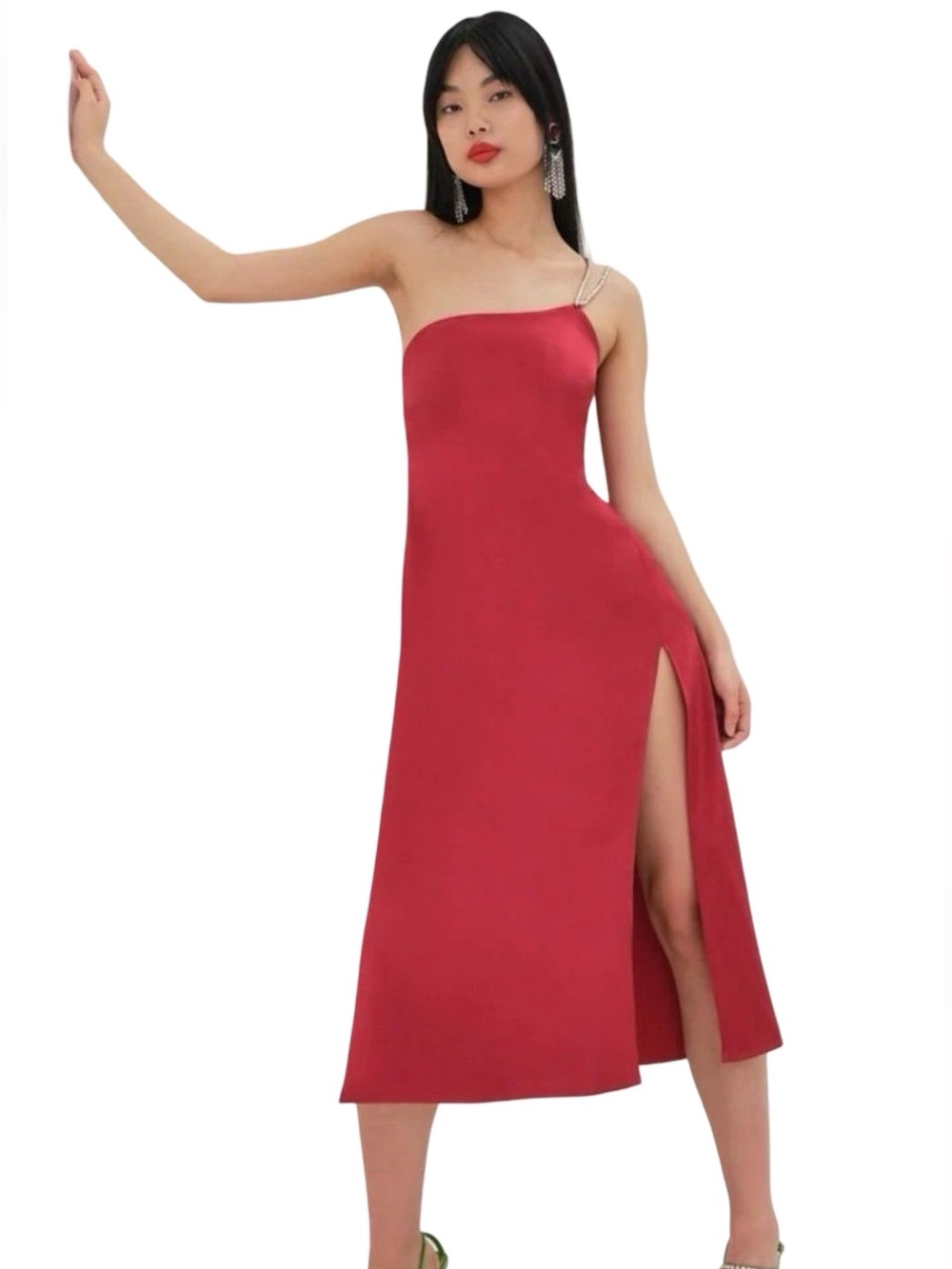 NWTs For Love & Lemons Elora Red Midi Dress Size Medium